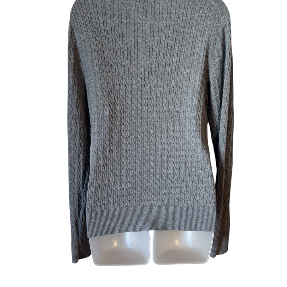TOMMY HILFIGER Gray Cable Knit PIMA COTTON Sweater LARGE #9 - Picture 5 of 8